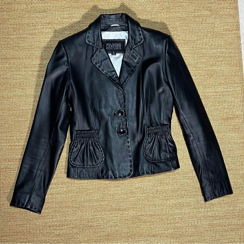 Wilsons Leather Pelle Studios Womens Black Leather Jacket Size Small